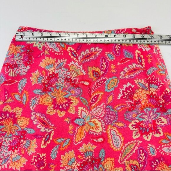 Sigrid Olsen pink floral skirt with ruffle hem  Size Small Petite lined feminine - Picture 3 of 9